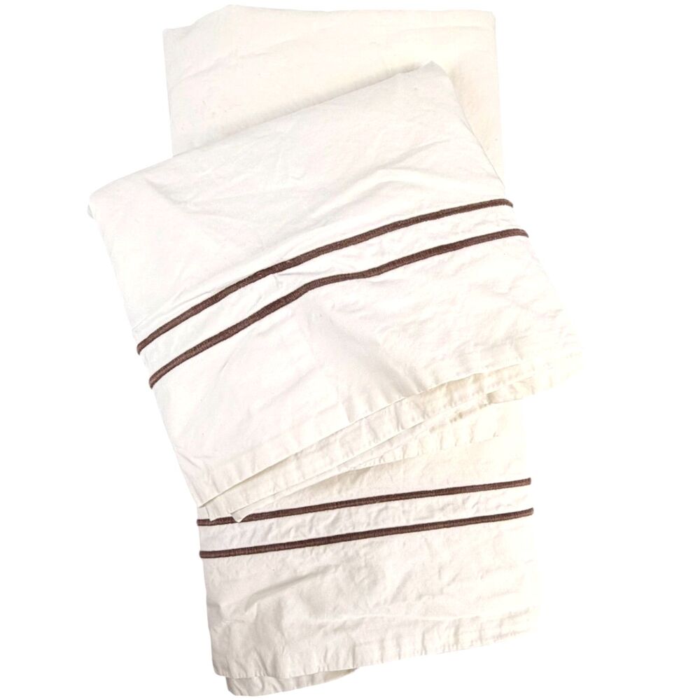 Williams Sonoma Chambers Italian Hotel Embroidered King Sham Set - Ivory/Brown